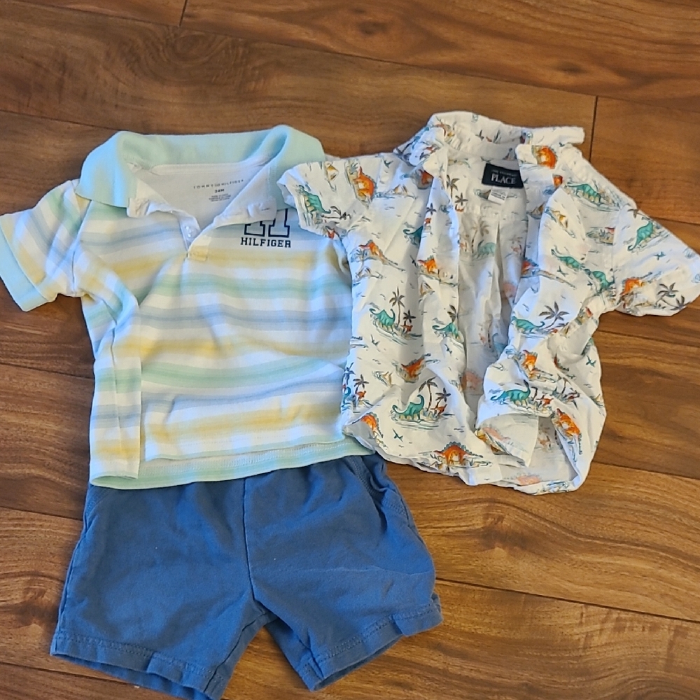 Tommy Hilfiger Pastel Striped Polo with Blue Shorts